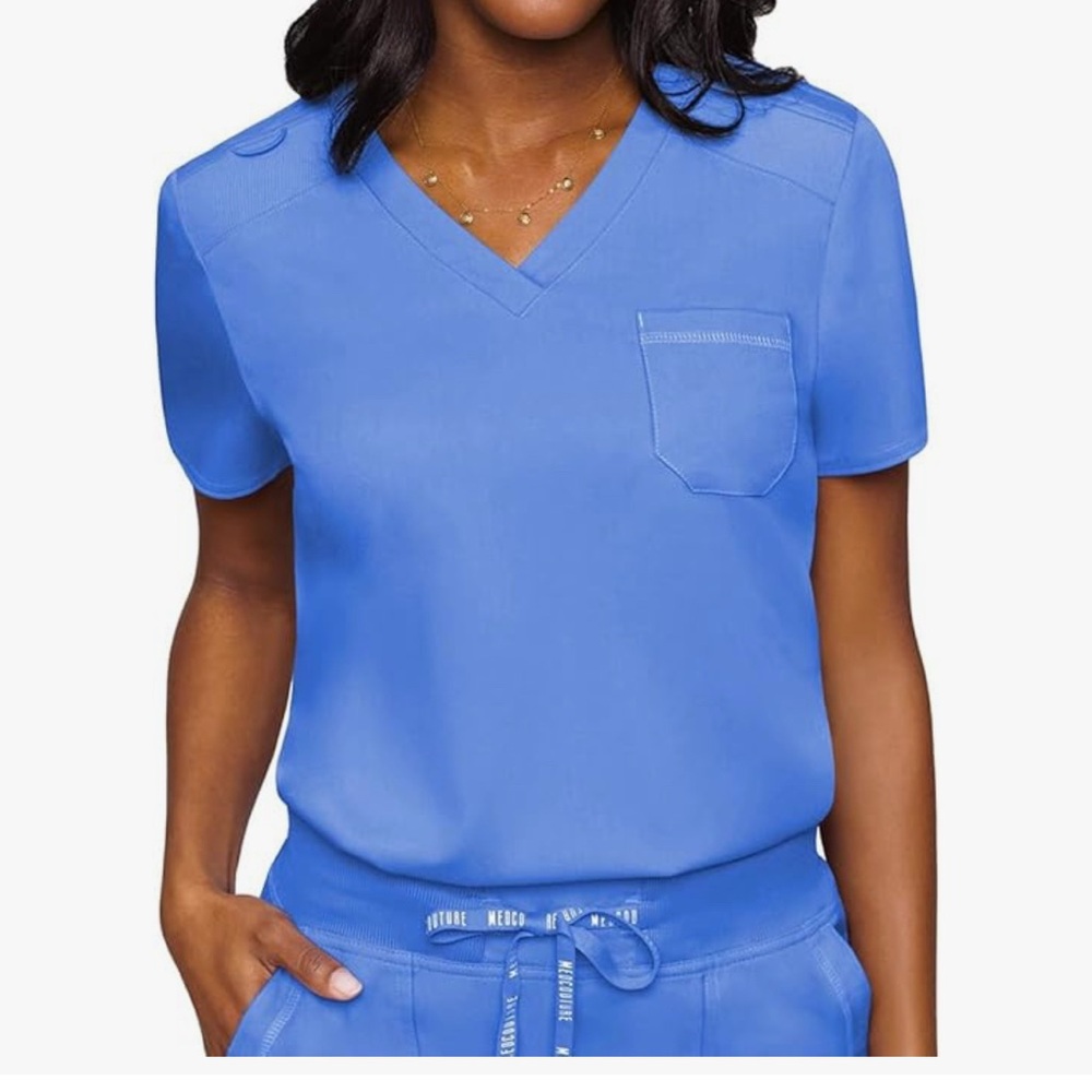MEDCOUTURE Blue V-Neck Women's Top and jogger pants